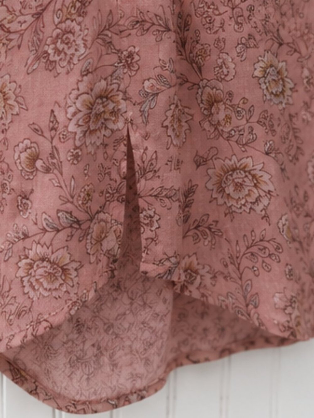 DR2 Dusty Rose Floral Peplum Blouse Size Medium Boho Cottagecore Lightweight Top - Picture 5 of 6